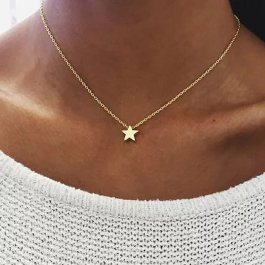 Yu Fashions Minimal Star Charm Pendent Necklace Chain