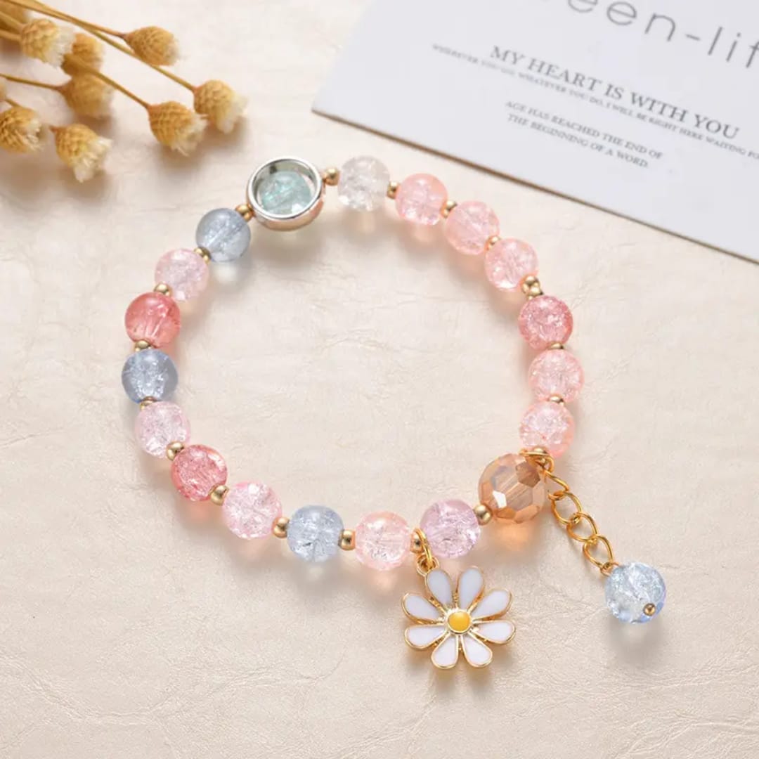 Yu Fashions Crystal Multicolourd Beads Sunflower Charm Cute Korean Bracelet